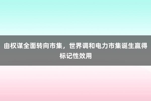 由权谋全面转向市集，世界调和电力市集诞生赢得标记性效用